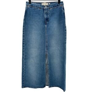 GAP JEANS Women's Blue Denim Maxi Skirt with Front Slit Size 10 Boho Classic